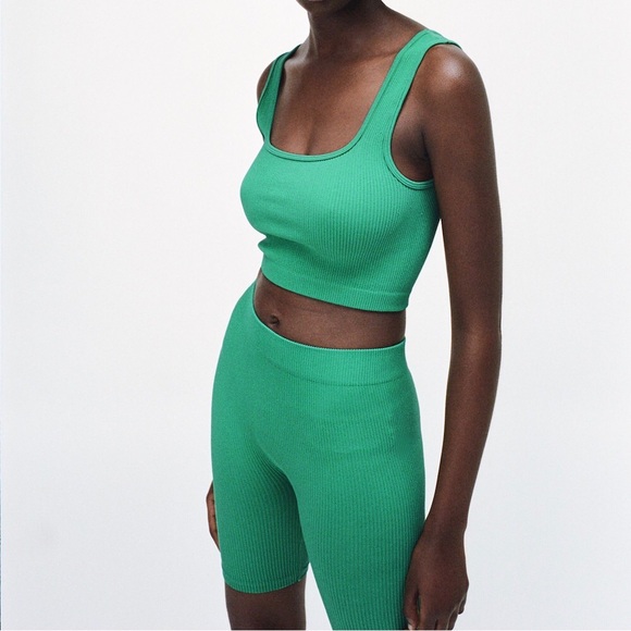 Zara Seamless Bike Shorts Green, Sz Small - Picture 4 of 10